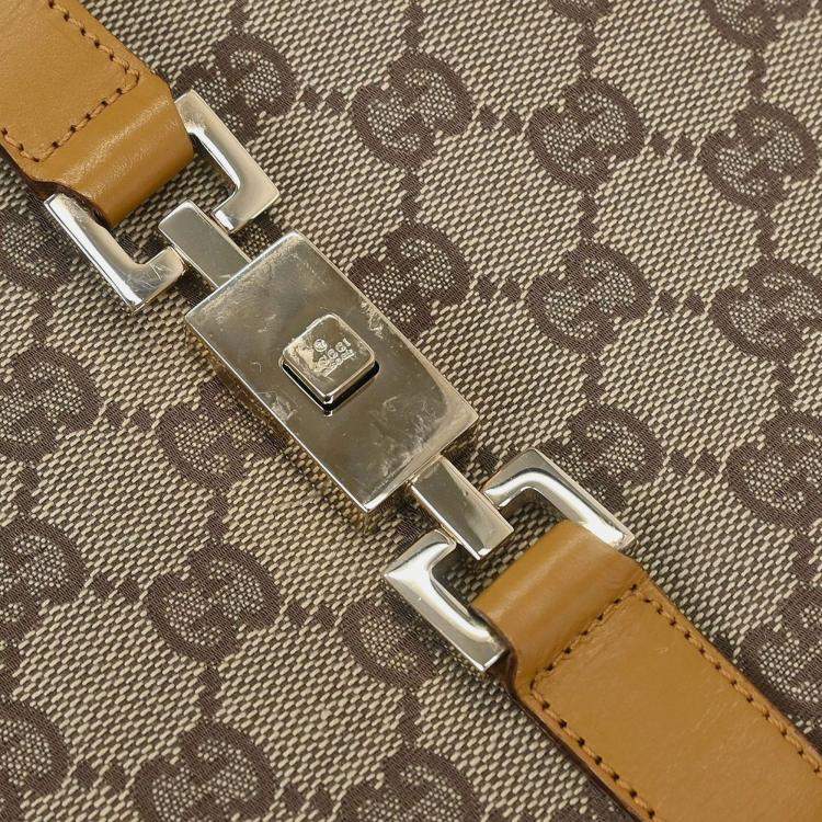 Pre Owned Gucci Jackie Beige GG Canvas Shoulder Bag