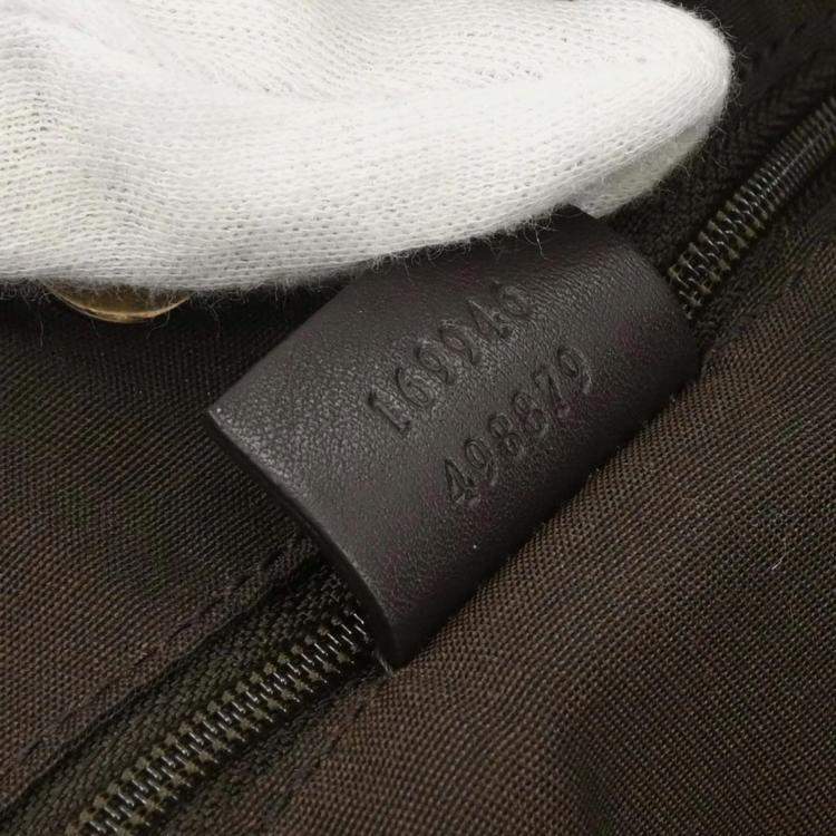 Pre Owned Gucci GG Supreme Brown Beige Canvas Tote Bag