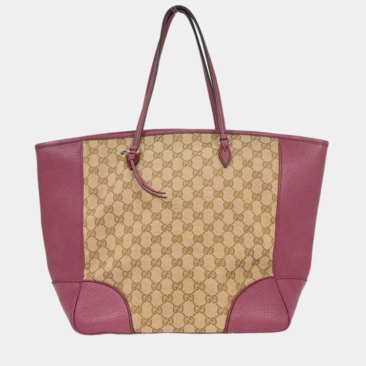 Pre Owned Gucci Beige Canvas Tote Bag