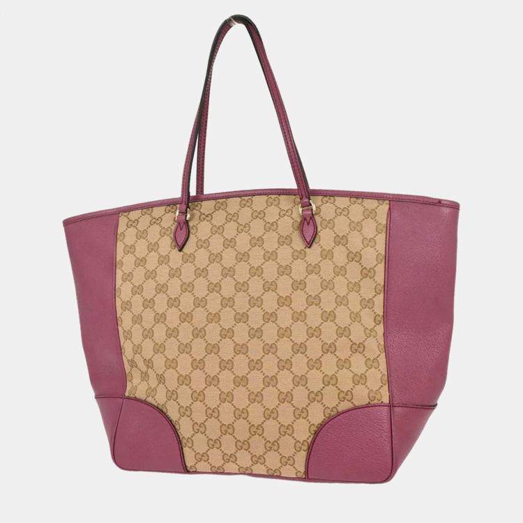 Pre Owned Gucci Beige Canvas Tote Bag