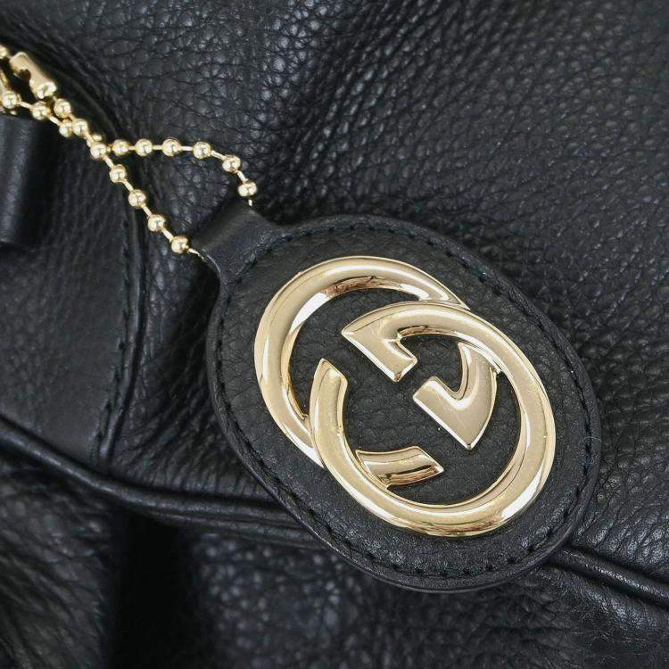 Pre Owned Gucci Black Leather Shoulder Bag