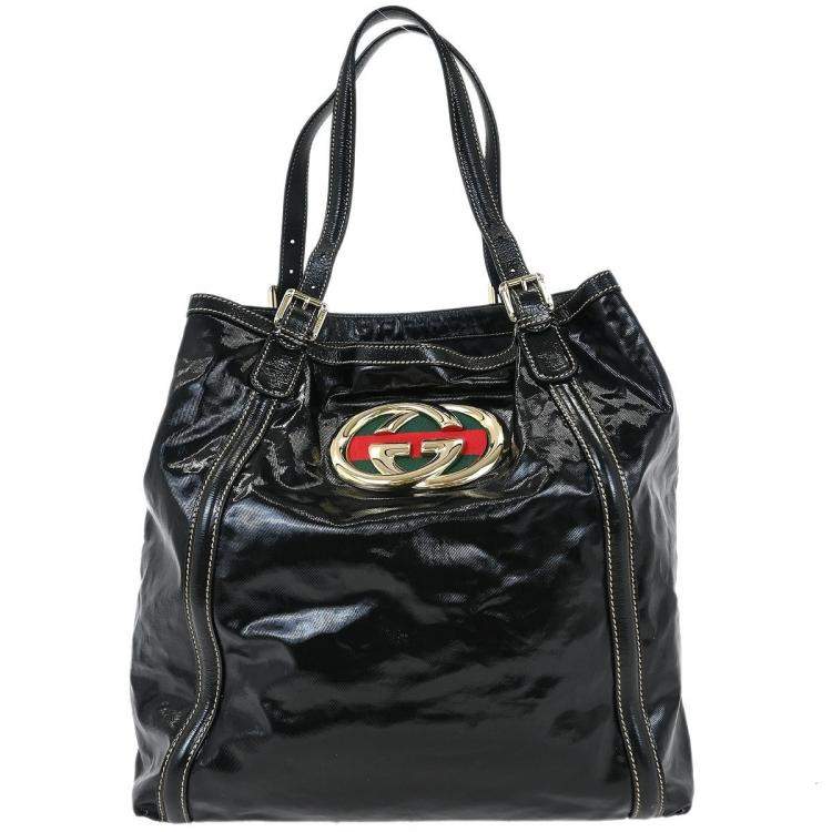 Pre Owned Gucci Britt Black PVC Tote Bag