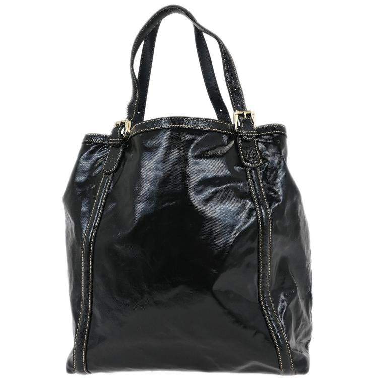 Pre Owned Gucci Britt Black PVC Tote Bag