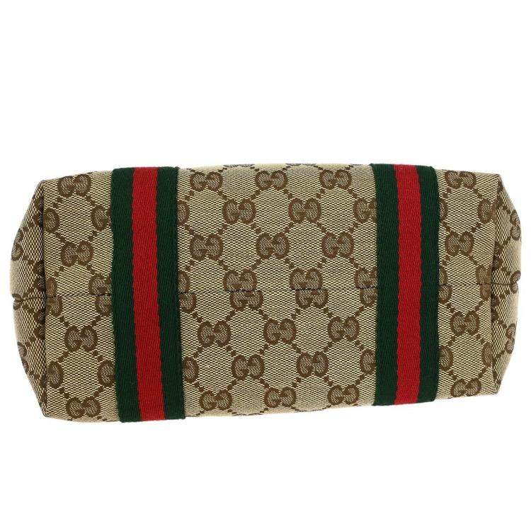 Pre Owned Gucci Sherry GG Beige Canvas Tote Bag