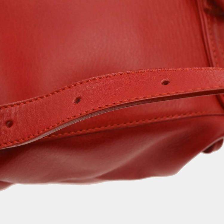 Pre Owned Gucci Bamboo Red Leather Backpack