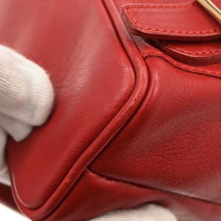 Pre Owned Gucci Bamboo Red Leather Backpack