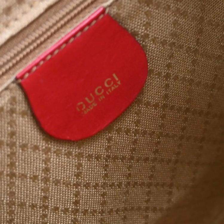Pre Owned Gucci Bamboo Red Leather Backpack