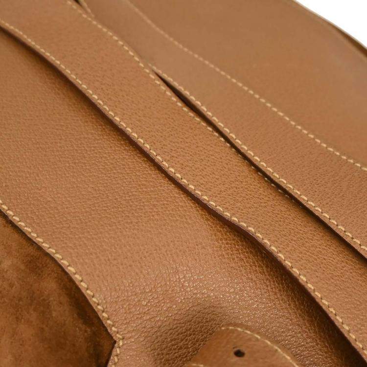 Pre Owned Gucci Brown Suede Bamboo Backpack