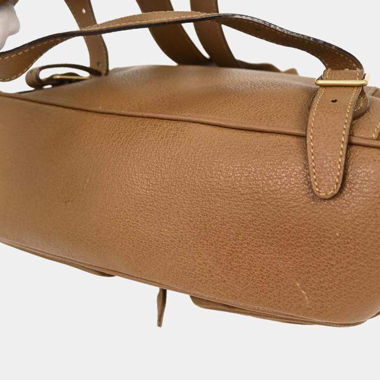 Pre Owned Gucci Brown Suede Bamboo Backpack