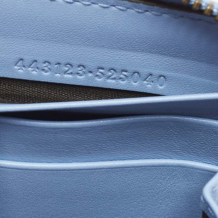 Pre Owned Gucci GG Marmont Blue Matelasse Leather Zip Around Wallet