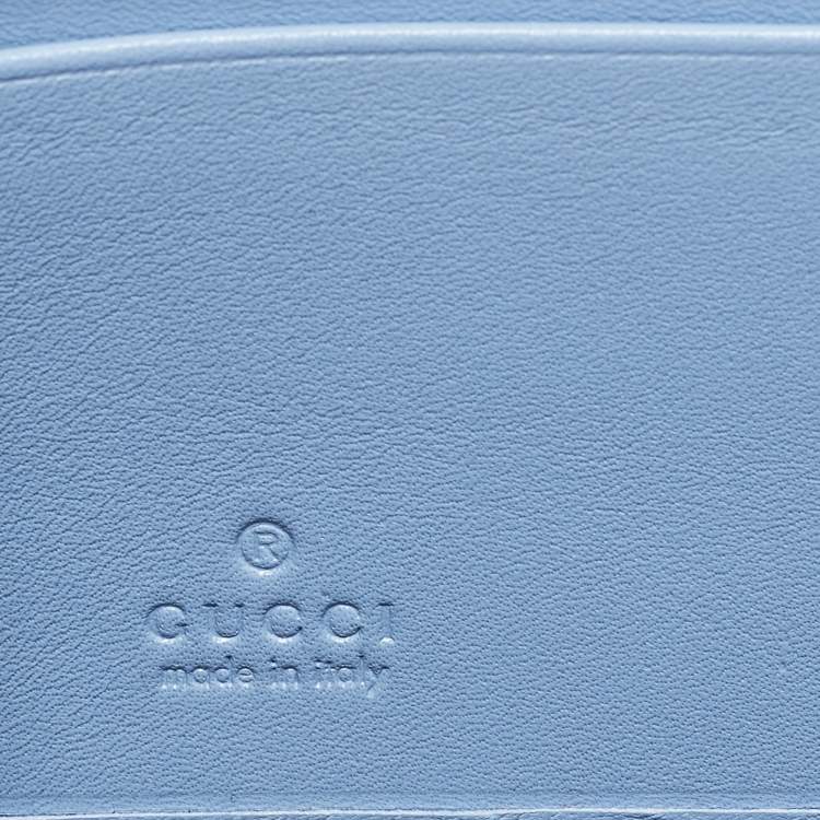 Pre Owned Gucci GG Marmont Blue Matelasse Leather Zip Around Wallet