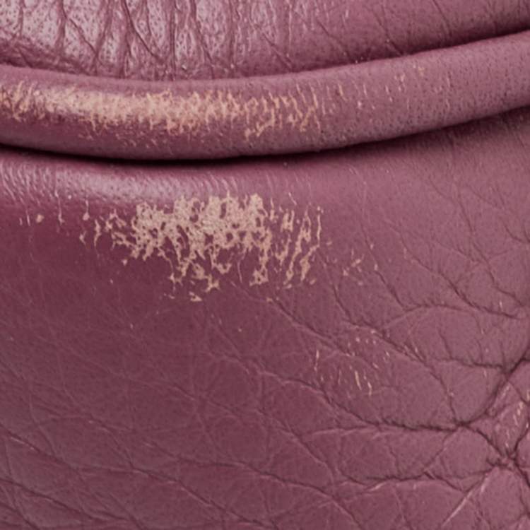 Pre Owned Gucci Soho Disco Small Purple Leather Camera Crossbody Bag