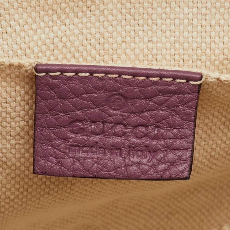 Pre Owned Gucci Soho Disco Small Purple Leather Camera Crossbody Bag