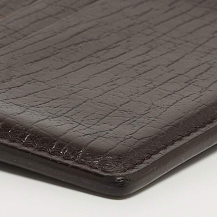 Pre Owned Gucci Interlocking G Dark Brown Leather Card Holder