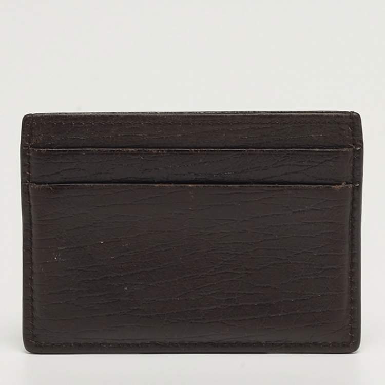 Pre Owned Gucci Interlocking G Dark Brown Leather Card Holder