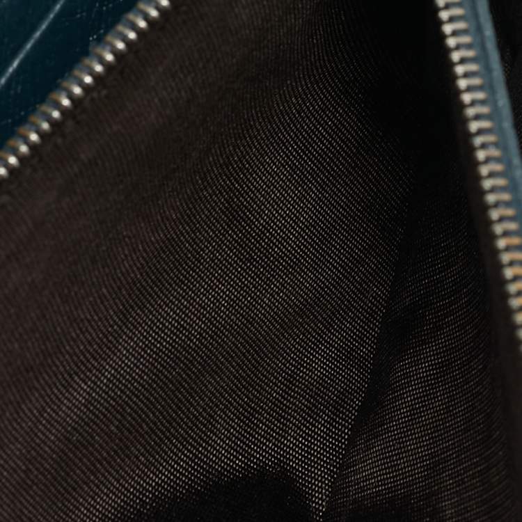 Pre Owned Gucci Dark Blue Ostrich Leather Continental Wallet