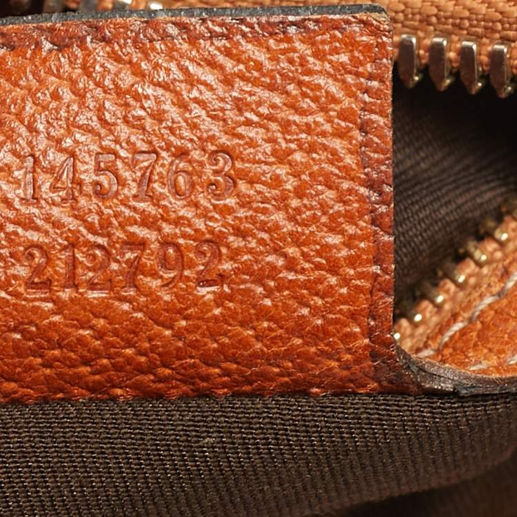 Pre Owned Gucci Buckle Brown/Beige GG Canvas and Leather Hobo