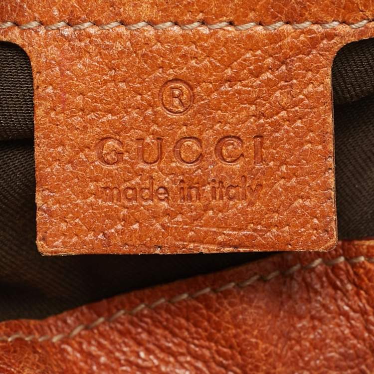 Pre Owned Gucci Buckle Brown/Beige GG Canvas and Leather Hobo