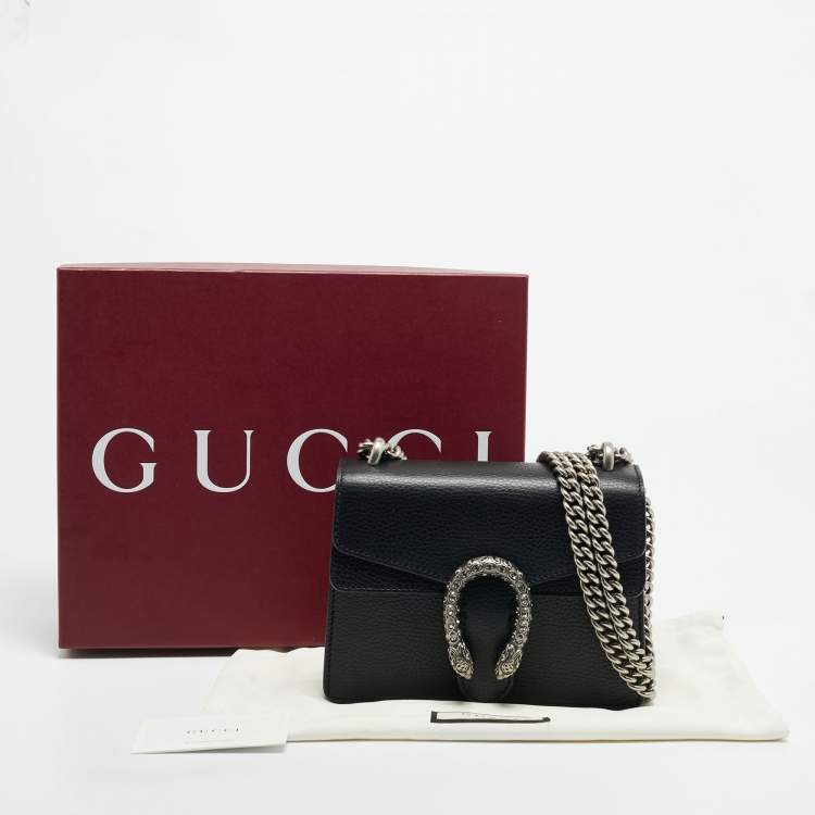 Pre Owned Gucci Crystal Dionysus Mini Black Leather Shoulder Bag