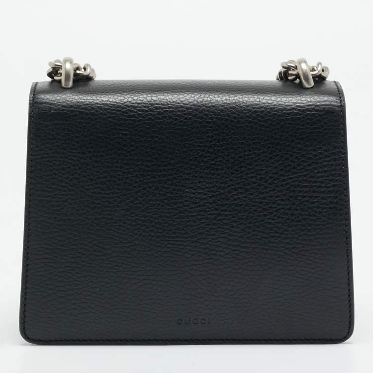 Pre Owned Gucci Crystal Dionysus Mini Black Leather Shoulder Bag