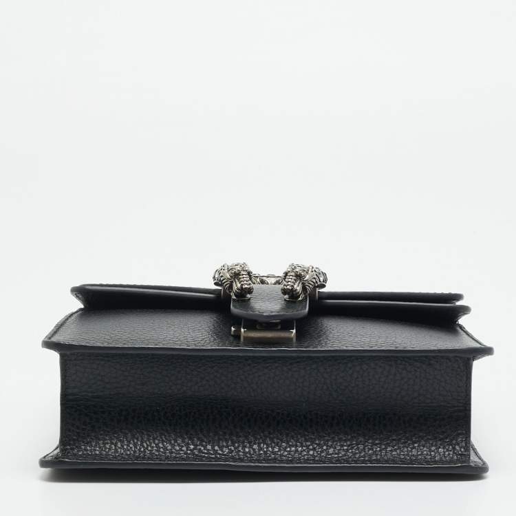 Pre Owned Gucci Crystal Dionysus Mini Black Leather Shoulder Bag