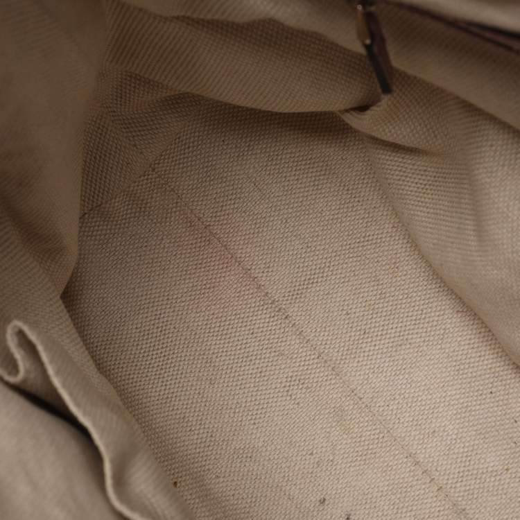 Pre Owned Gucci Soho Medium Beige Patent Leather Tote