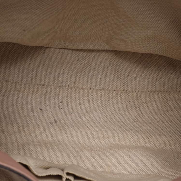 Pre Owned Gucci Soho Medium Beige Patent Leather Tote