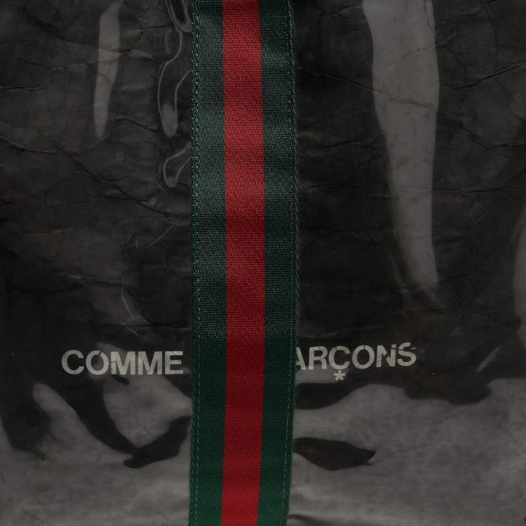 Pre Owned Gucci x Comme des Garcons Black/Clear PVC Web Tote 