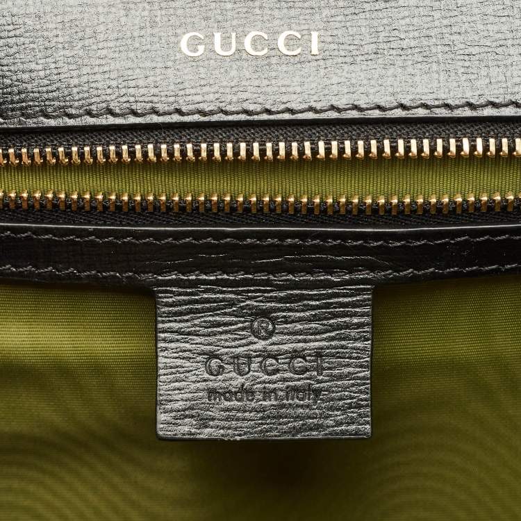 Pre Owned Gucci GG Ring Flap Black Leather Shoulder Bag