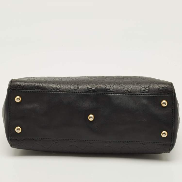 Pre Owned Gucci Chain Black Guccissima Leather Tote