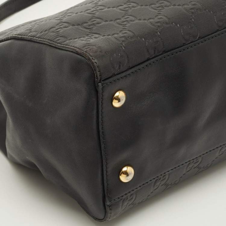 Pre Owned Gucci Chain Black Guccissima Leather Tote