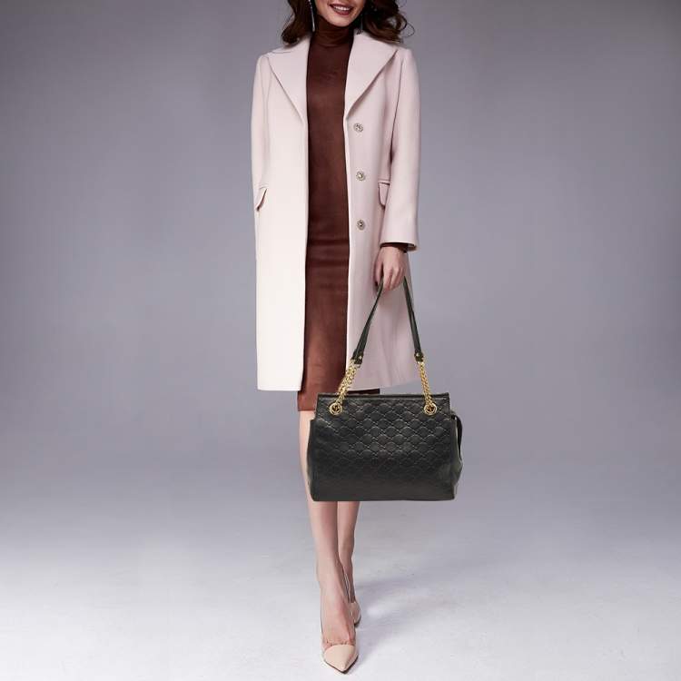 Pre Owned Gucci Chain Black Guccissima Leather Tote