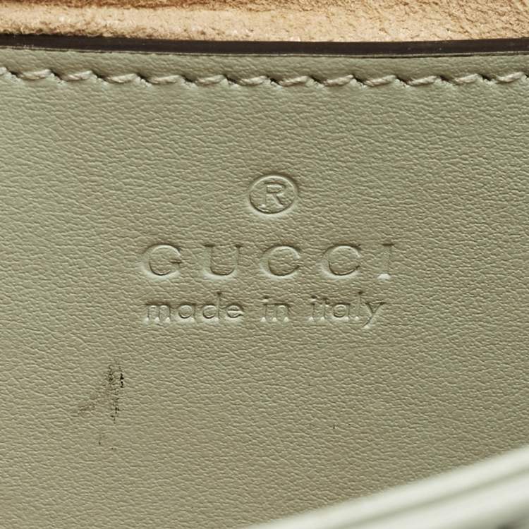 مملوكة مسبقًا Gucci GG Marmont Flap Mini Light Green Matelassé Leather Shoulder Bag