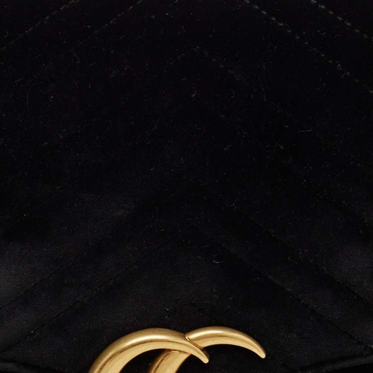 Pre Owned حقيبة كلتش غوتشي جي جي مارمونت مخمل أسود ماتلاسيه