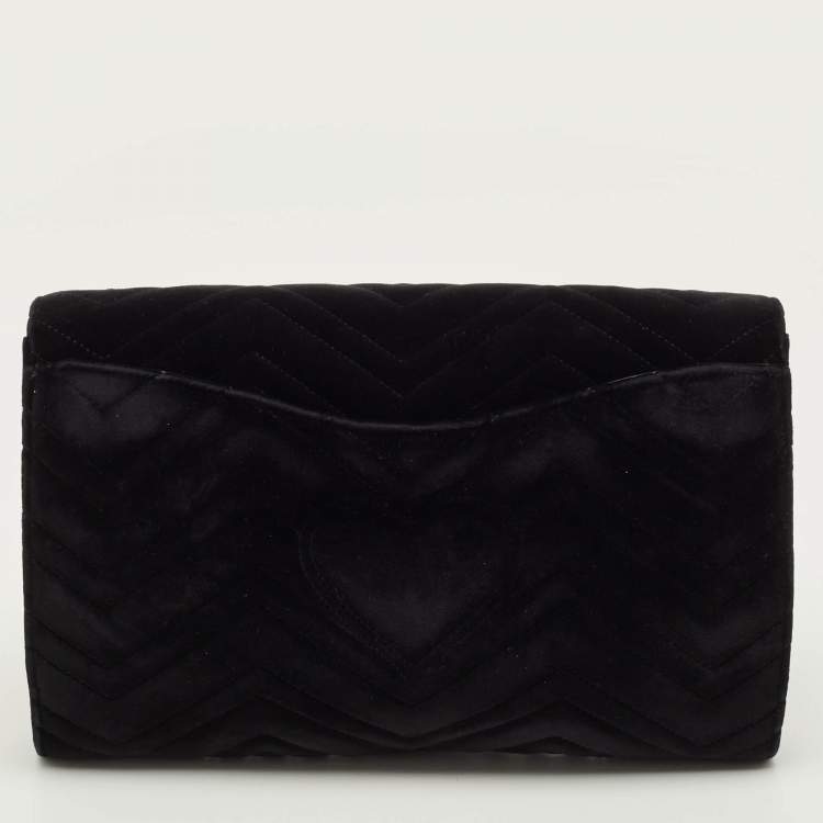 Pre Owned حقيبة كلتش غوتشي جي جي مارمونت مخمل أسود ماتلاسيه