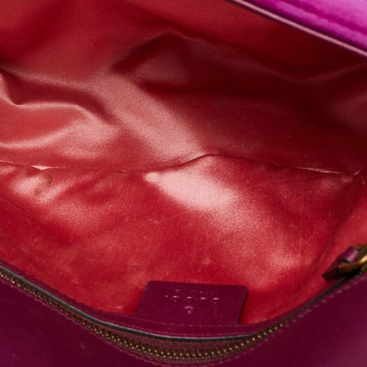 Pre Owned Gucci GG Marmont Flap Small Purple Matelasse Velvet Shoulder Bag