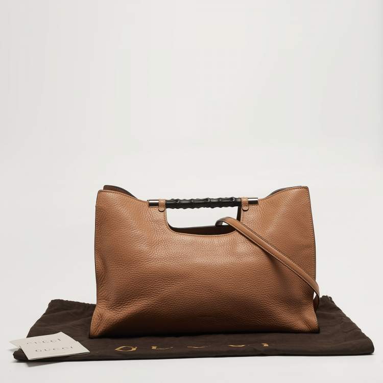 Pre Owned حقيبة يد غوتشي بامبو ديلي جلد بيج