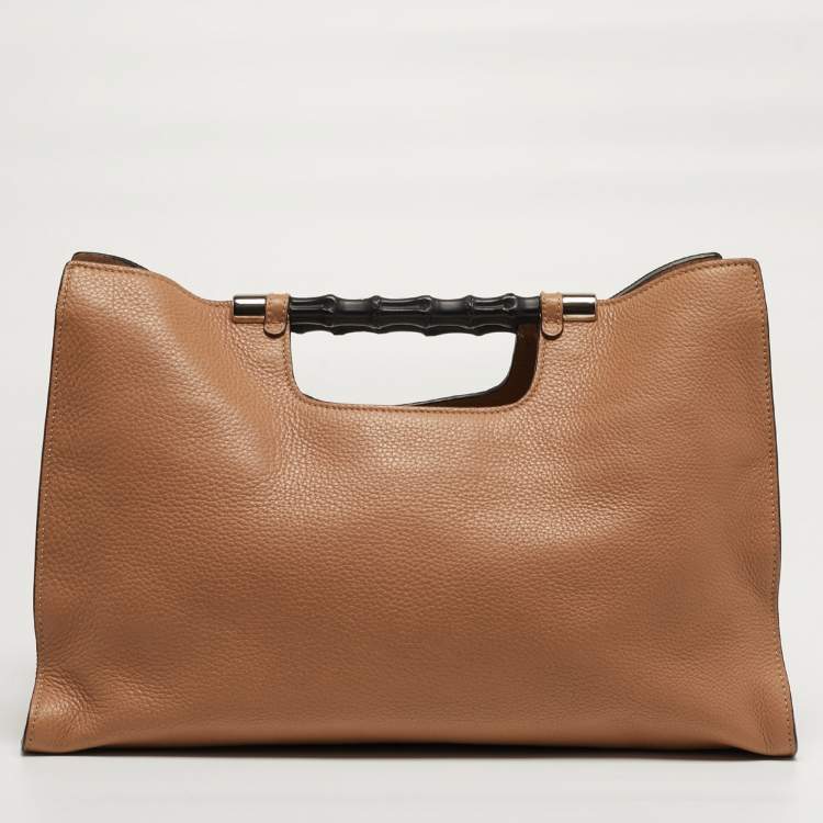 Pre Owned حقيبة يد غوتشي بامبو ديلي جلد بيج