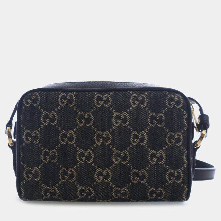 مملوكة مسبقًا Gucci Black Mini GG Denim Ophidia Crossbody