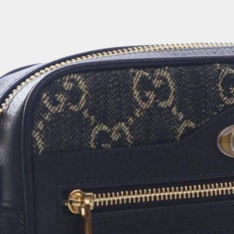 مملوكة مسبقًا Gucci Black Mini GG Denim Ophidia Crossbody