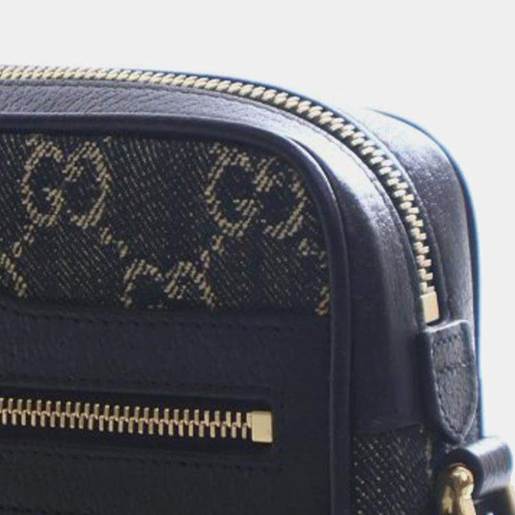 مملوكة مسبقًا Gucci Black Mini GG Denim Ophidia Crossbody