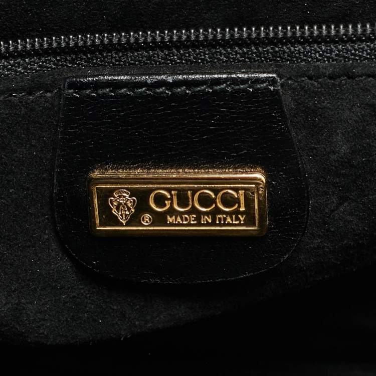 Pre Owned Gucci Turn Lock Black Leather Flap Shoulder Bag