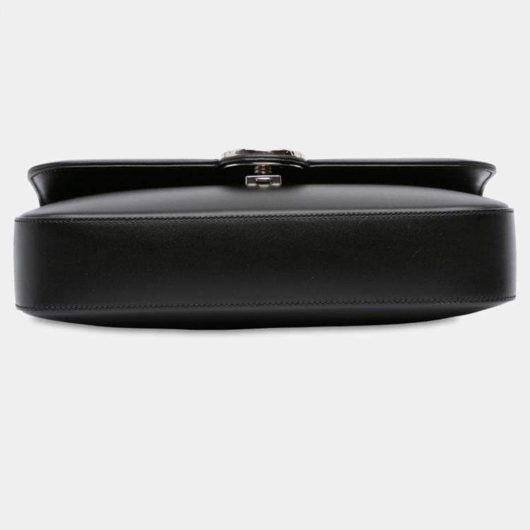 Pre Owned Gucci Black Small Leather Petite GG Satchel