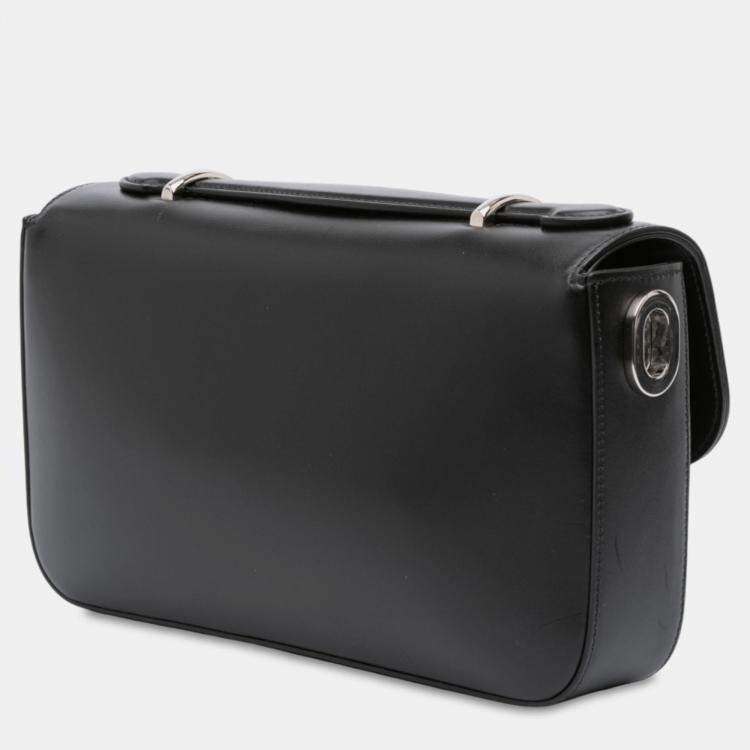 Pre Owned Gucci Black Small Leather Petite GG Satchel