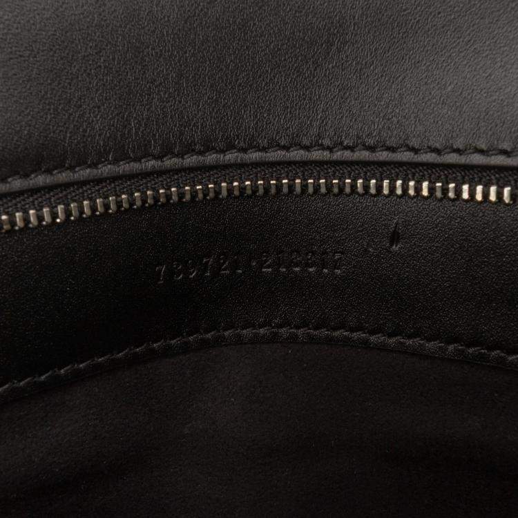 Pre Owned Gucci Black Small Leather Petite GG Satchel