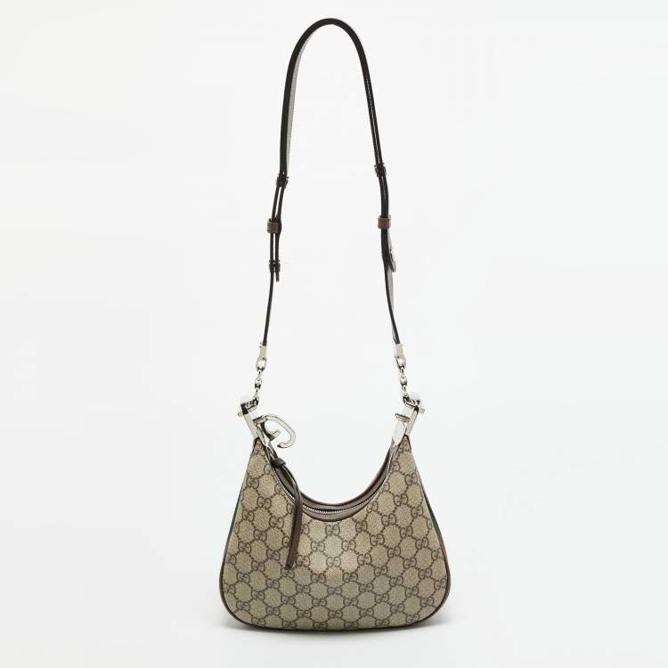 Pre Owned Gucci Attache Beige Small GG Supreme Canvas and Leather Bag