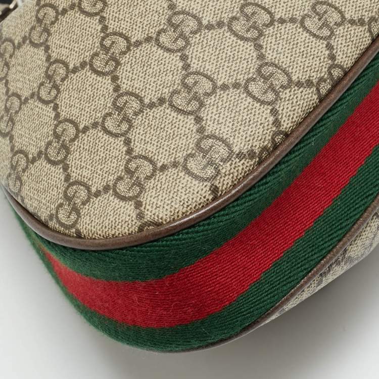 Pre Owned Gucci Attache Beige Small GG Supreme Canvas and Leather Bag