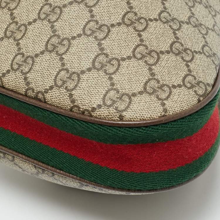 Pre Owned Gucci Attache Beige Small GG Supreme Canvas and Leather Bag