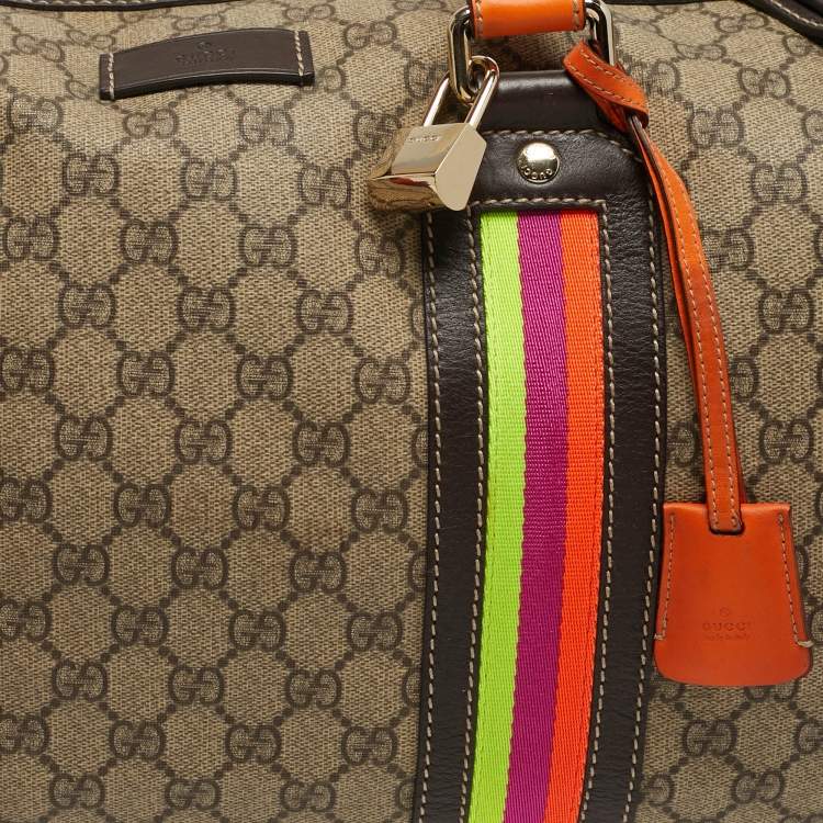 Pre Owned حقيبة غوتشي دافل شيري لاين كانفاس وسوبريم GG بيج/ برتقالي وجلد