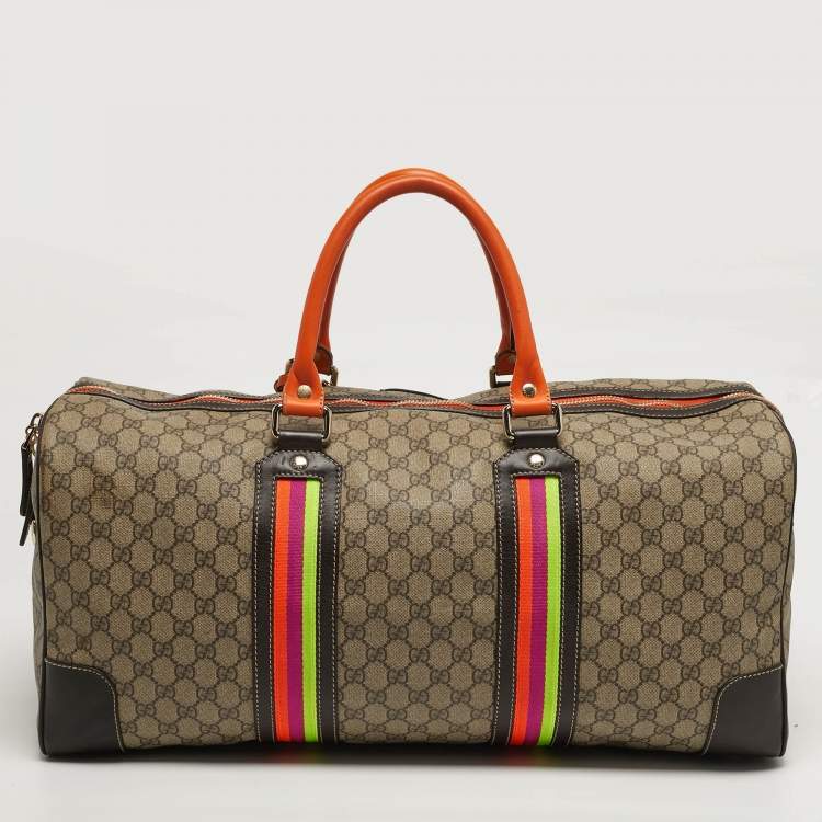 Pre Owned حقيبة غوتشي دافل شيري لاين كانفاس وسوبريم GG بيج/ برتقالي وجلد